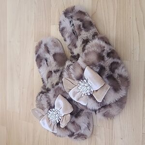 Pretty You London Women Footwear Faux Fur Anya Leopard Print Slipper Slider 5-6